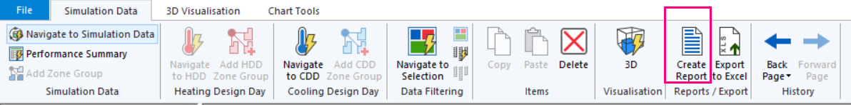 The location of the Create Report button on the TSD ribbon.